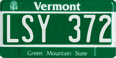 VT license plate LSY372