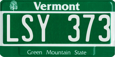 VT license plate LSY373