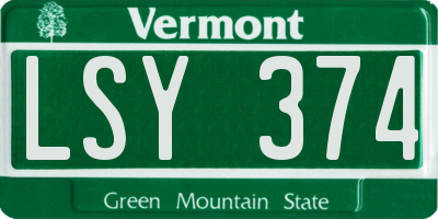 VT license plate LSY374