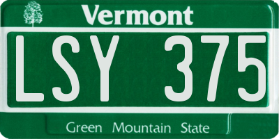 VT license plate LSY375