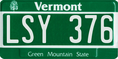 VT license plate LSY376