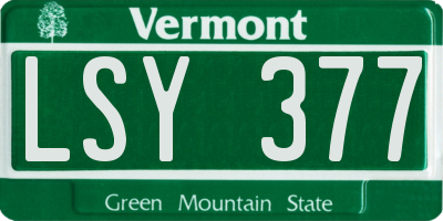 VT license plate LSY377