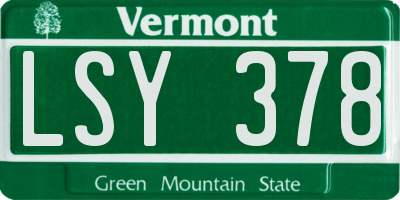 VT license plate LSY378
