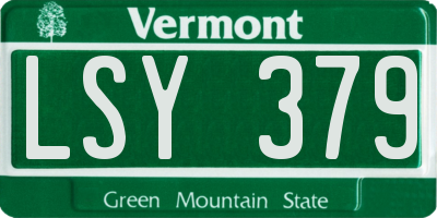 VT license plate LSY379