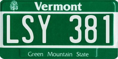 VT license plate LSY381