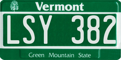 VT license plate LSY382