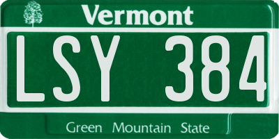 VT license plate LSY384