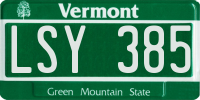 VT license plate LSY385
