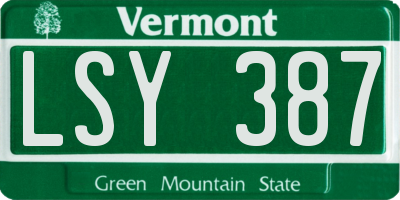 VT license plate LSY387
