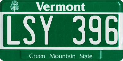 VT license plate LSY396