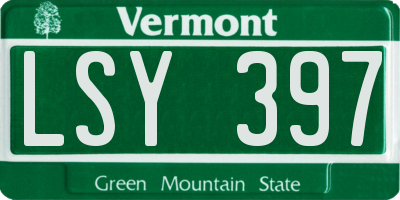 VT license plate LSY397