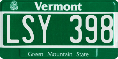 VT license plate LSY398