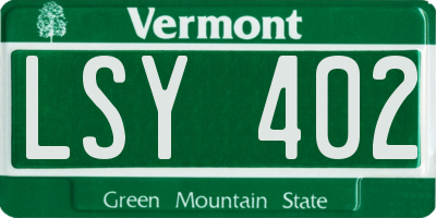 VT license plate LSY402