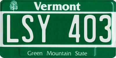 VT license plate LSY403