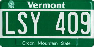 VT license plate LSY409