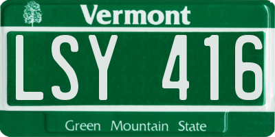 VT license plate LSY416
