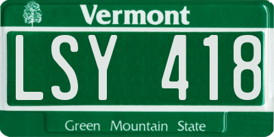 VT license plate LSY418