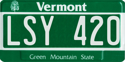 VT license plate LSY420