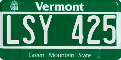 VT license plate LSY425