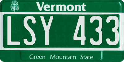 VT license plate LSY433