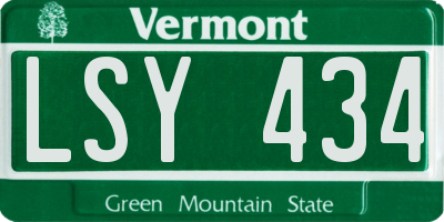 VT license plate LSY434