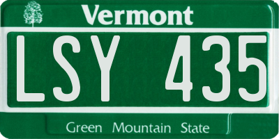 VT license plate LSY435
