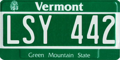 VT license plate LSY442