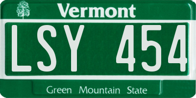 VT license plate LSY454
