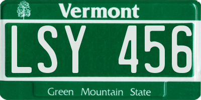 VT license plate LSY456