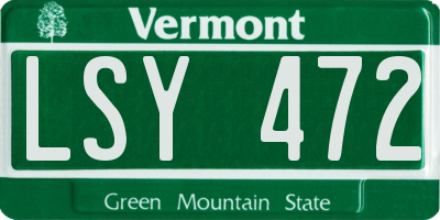 VT license plate LSY472