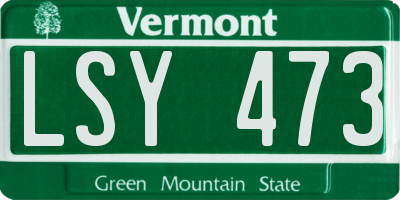 VT license plate LSY473