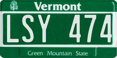 VT license plate LSY474