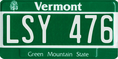 VT license plate LSY476