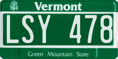 VT license plate LSY478