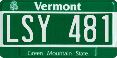 VT license plate LSY481