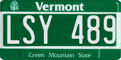 VT license plate LSY489