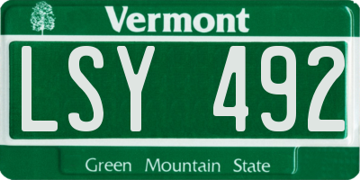 VT license plate LSY492