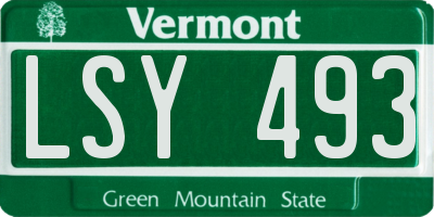 VT license plate LSY493