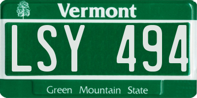 VT license plate LSY494