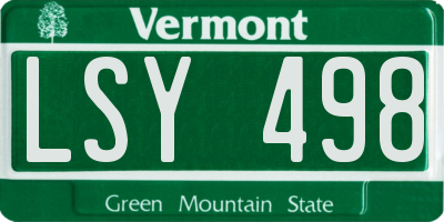 VT license plate LSY498