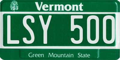 VT license plate LSY500