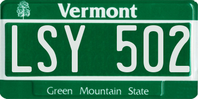 VT license plate LSY502