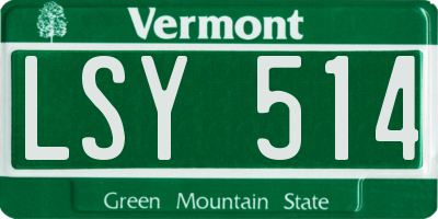 VT license plate LSY514