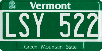 VT license plate LSY522