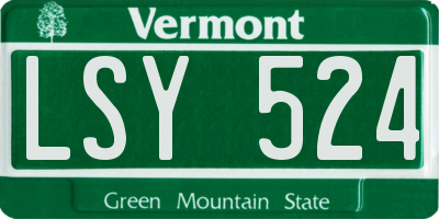 VT license plate LSY524