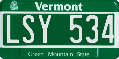 VT license plate LSY534