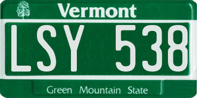 VT license plate LSY538