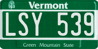 VT license plate LSY539