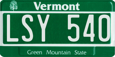 VT license plate LSY540
