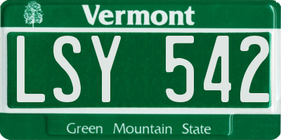 VT license plate LSY542